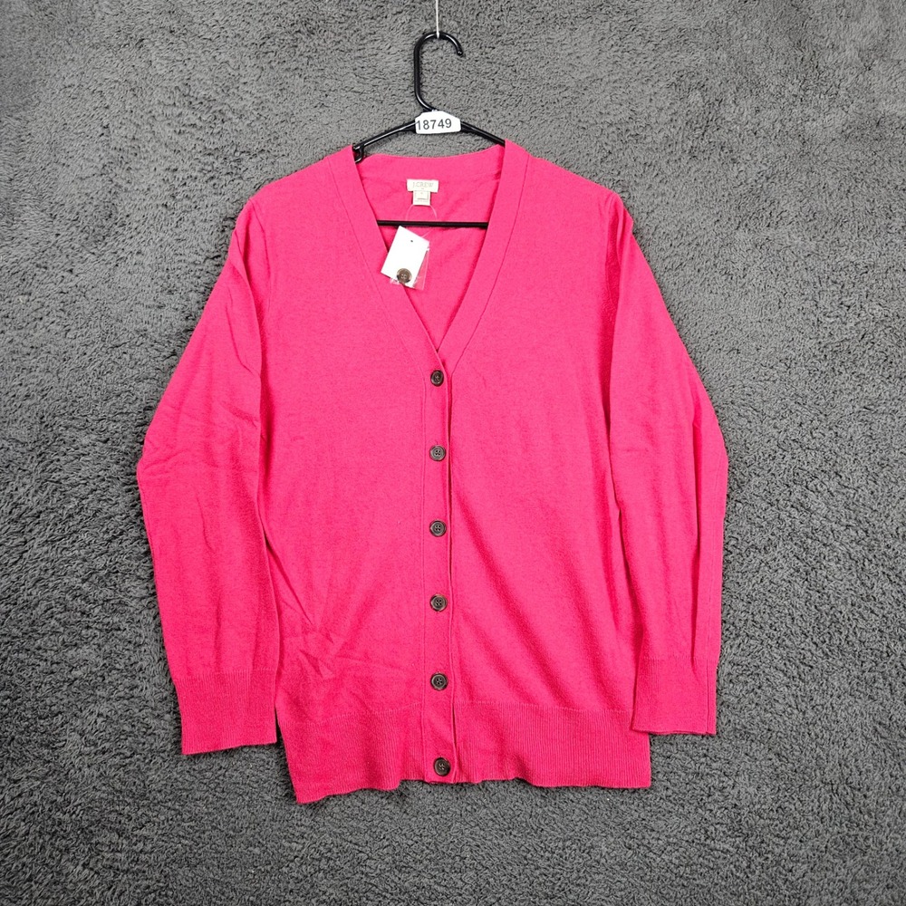 J Crew Women's Pink Button Front Cardigan Sweater Size M Cotton Wool Blend‎